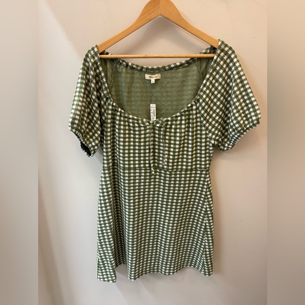 Madewell Green Checker Print Dress